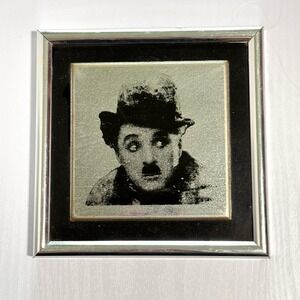 Vintage Charlie Chaplin Metalco Framed Mirror Art 1970s Retro Hollywood Decor